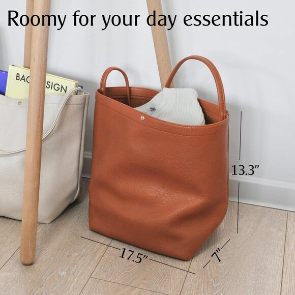 Hobo Bags for Women Vegan Leather Bucket Bags Minimalist Shoulder Handbag - Picture 4 of 6